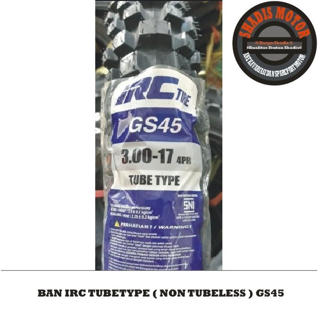 Ban Motor Merk IRC Biasa Tipe GS45 Ukuran 300 Ring 17 Ban Motor Tubetype