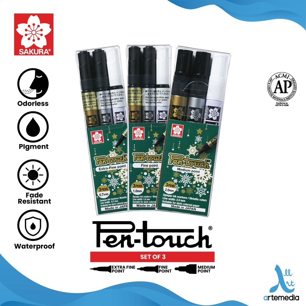 

Sakura Pen Touch Set 3 Paint Marker Pigment Color Spidol Permanen