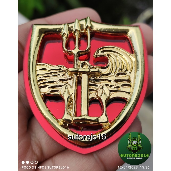 emblem baret armada ri navy seal trisula tni al latar mika akrilik - emblem baret