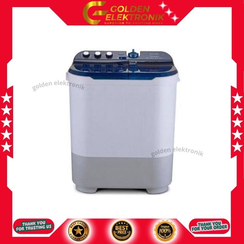 Mesin Cuci Sharp 2 Tabung Dolphinwave 8.5kg ES-T871DM / 871DM / 871 DM