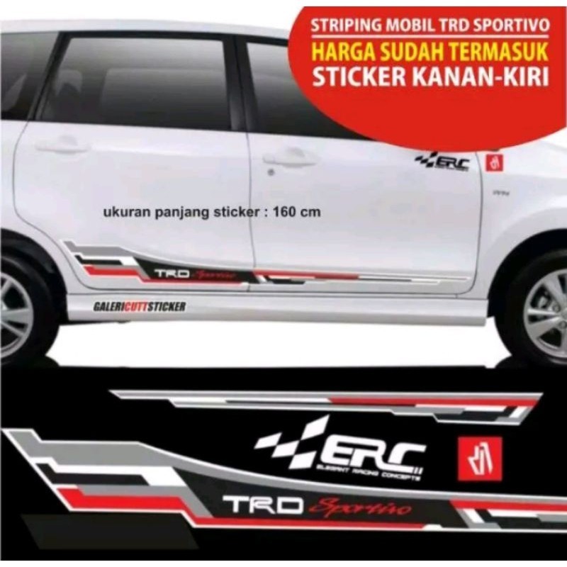 stiker cutting list Striping mobil TRD Sportivo 1 set kanan kiri avanza hitam putih silver
