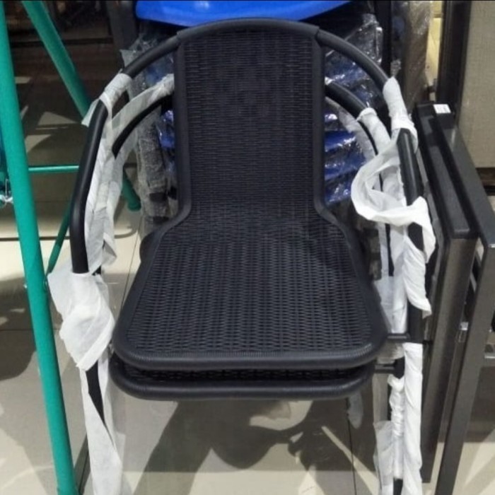 kursi teras 1 pcs/kursi taman 1 pcs/kursi besi motif rotan 1 pcs - lipat putih