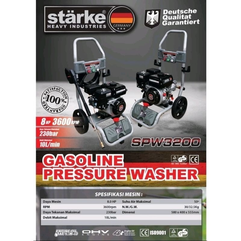 PROMO SPESIAL Jet Cleaner High Pressure Starke SPW 3200 Jet Cleaner Tekanan Tinggi Mesin Bensin
