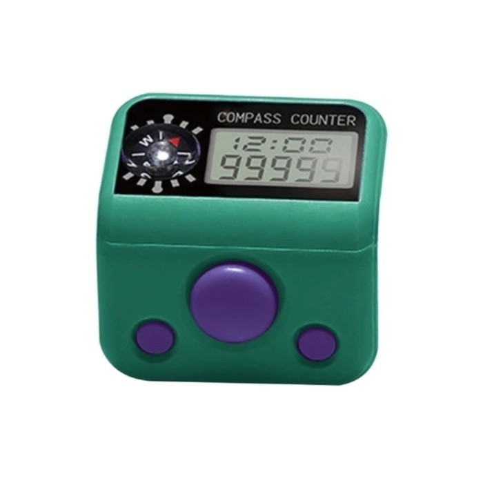 Tasbih Digital dengan kompas arah sholat dan jam - cincin hitam