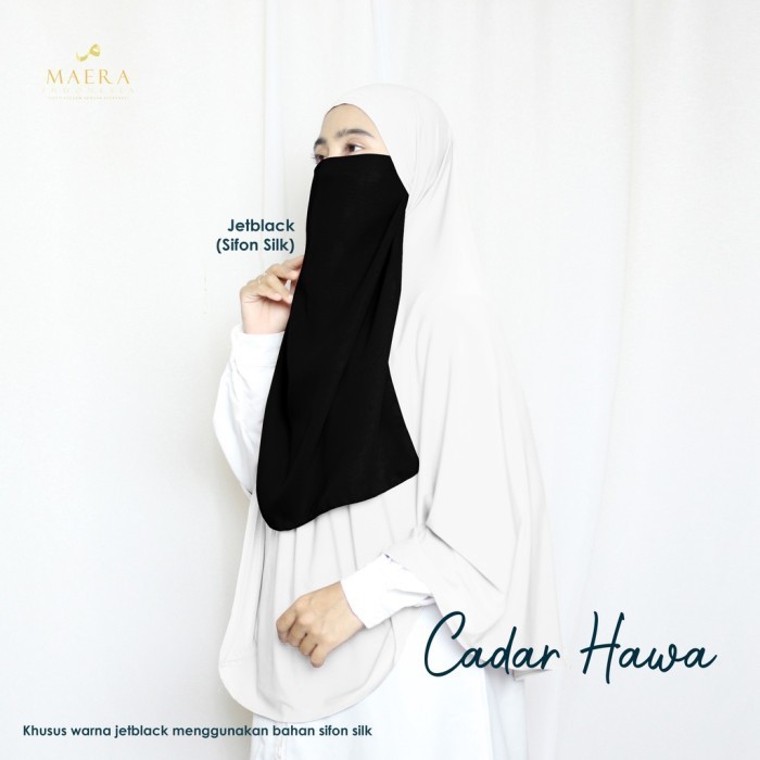 Cadar Karet atau Tali 2 Layer SifonSilk Jetblack  HAWA By Maera - Jetblack, KARET