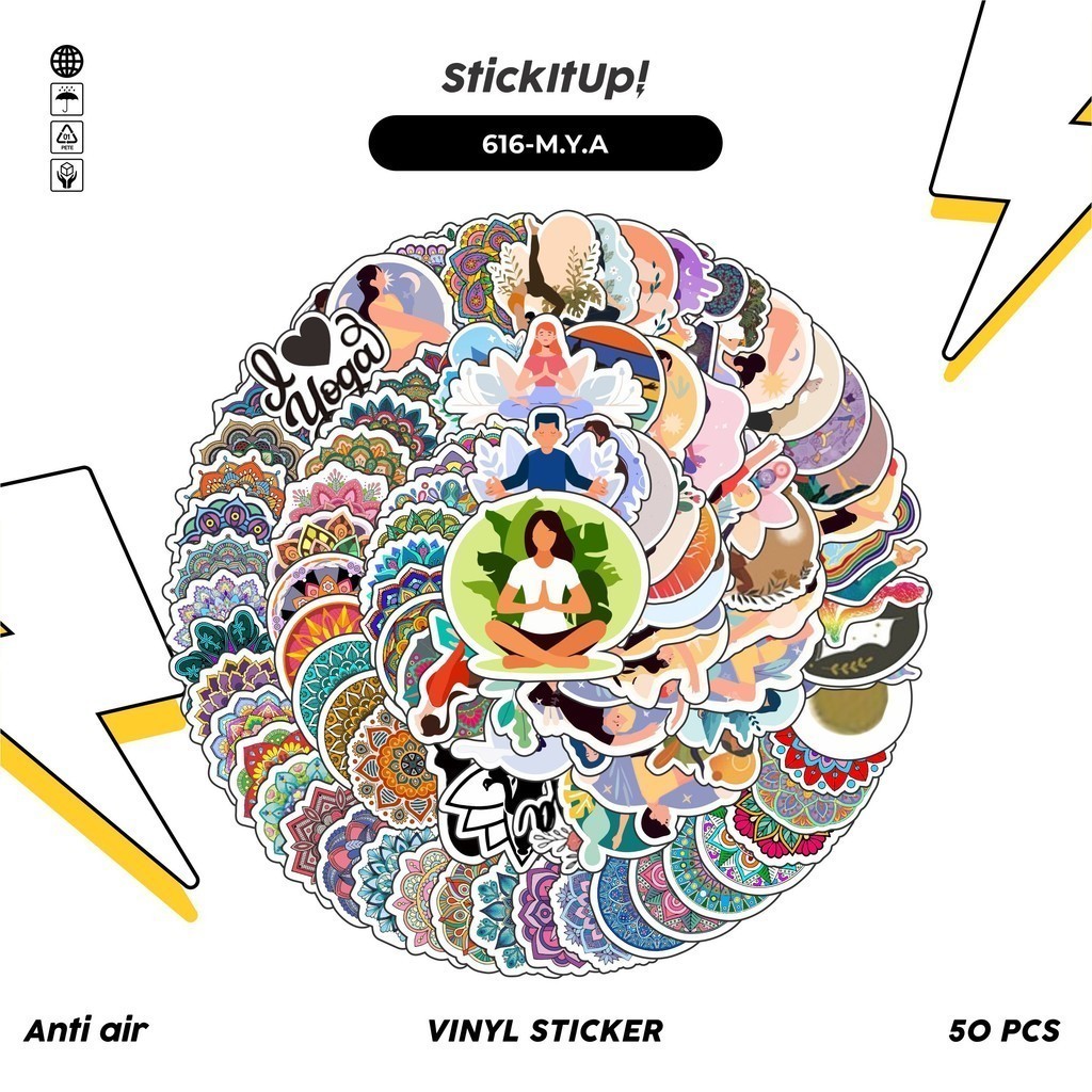 

COD 100 Pcs Stiker Pack Mandala Yoga Arts Lucu Aesthetic Vynil Waterproof untuk Freebies Sticker Buku Journal Casing HP Laptop