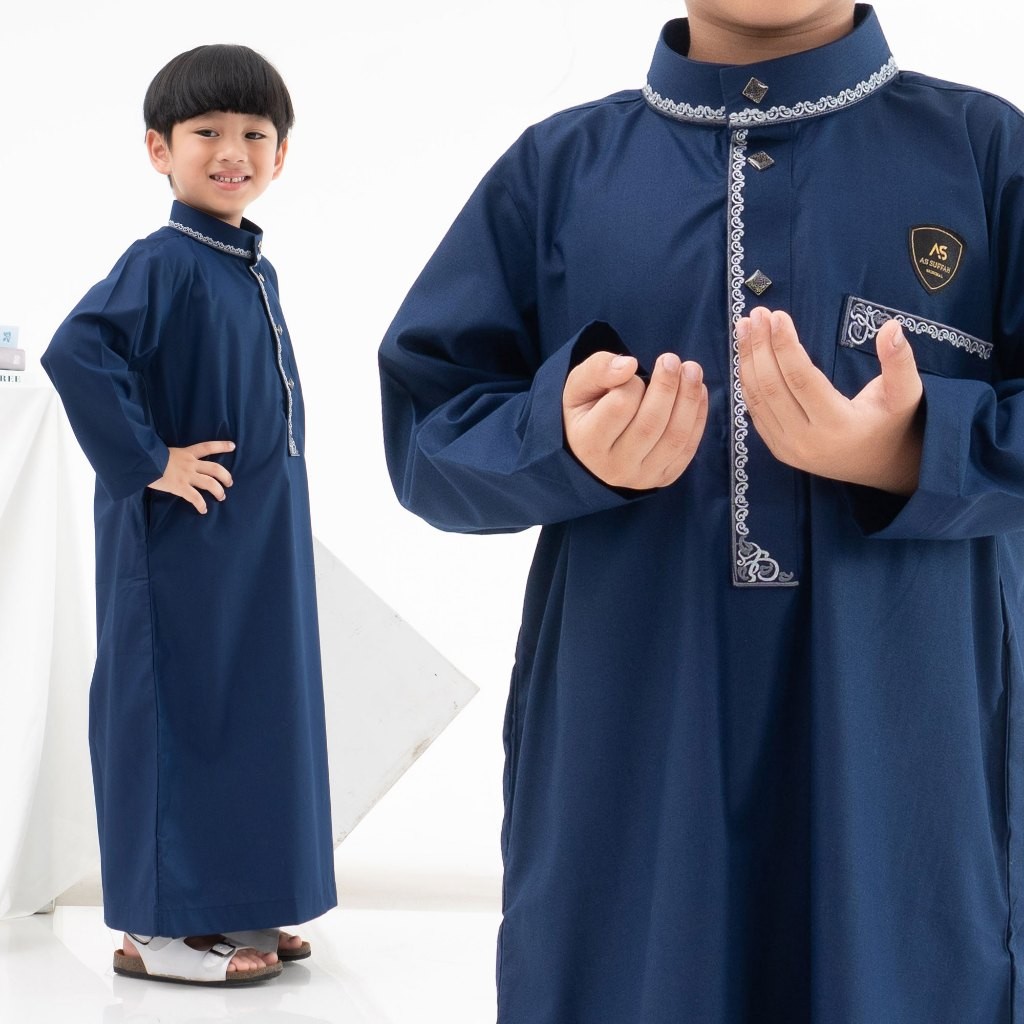 GF45TG Jubah Bordir Anak Laki Laki 9-16 Tahun Kancing Import Jubah Motif Harmain Fathan Series by As