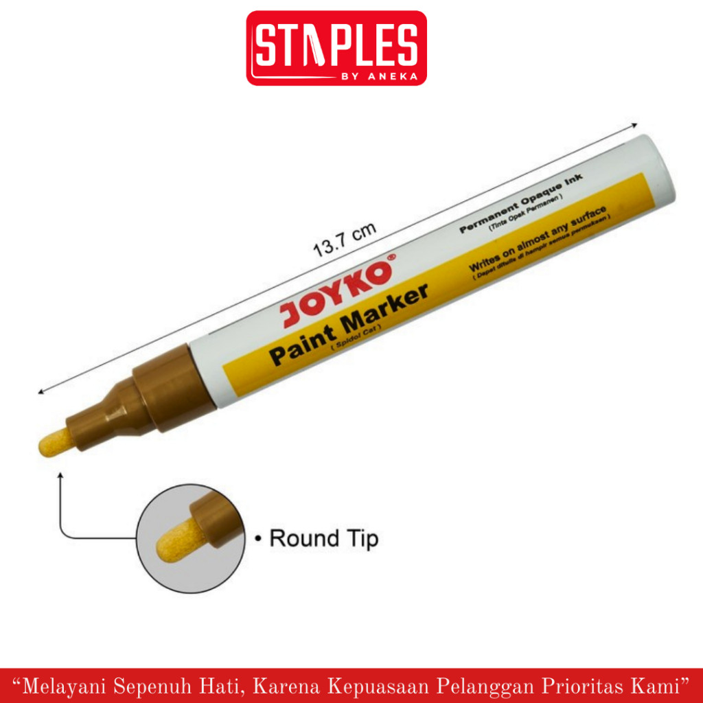 

Spidol Gold Permanen Paint Marker Joyko PTM-43 Gold Round Tip / Spidol Emas / Spidol Cat Permanen