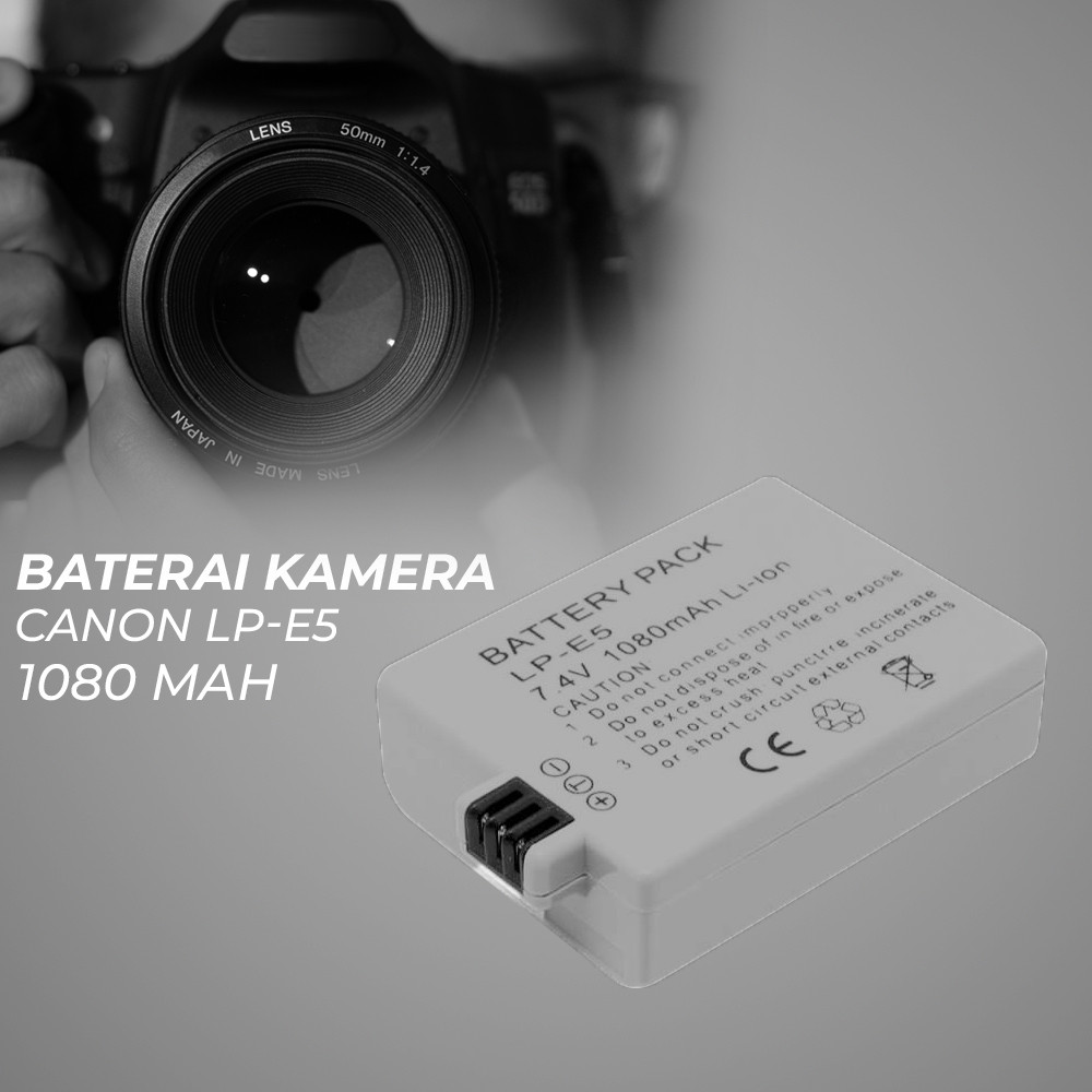 Baterai Kamera Canon EOS 1000D 450D 500D Kiss X2 X3 Rebel T1i - LP-E5