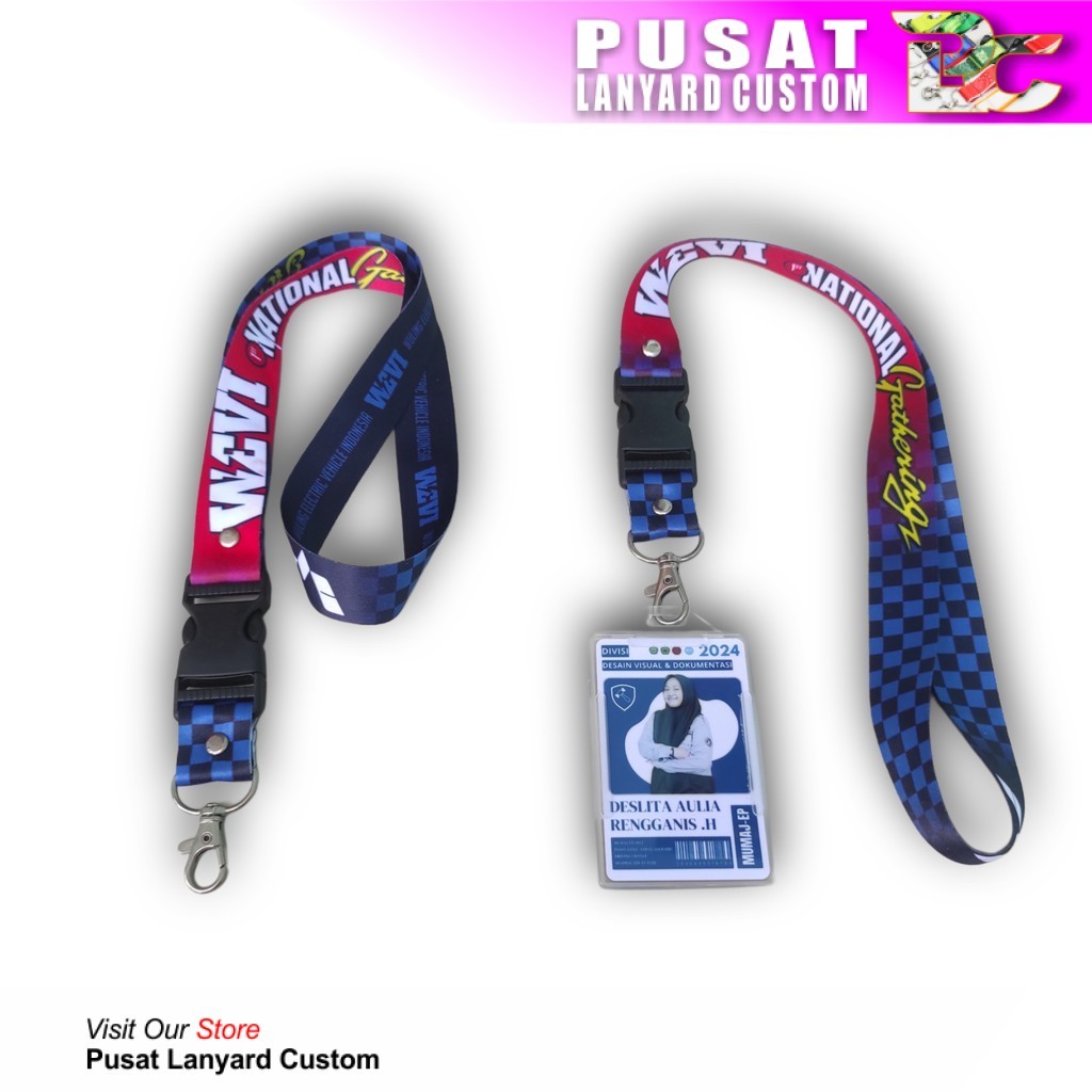 

Cetak Tali Lanyard Kumplit Sublim 2,5 cm 2 muka / tali idcard print 3cm / pita printing full color nametag id min order 5pcs
