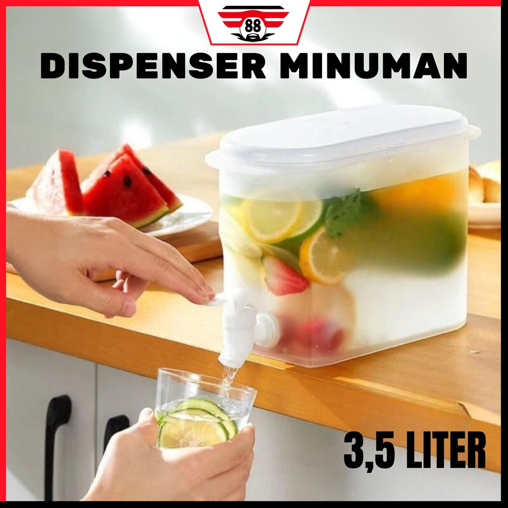 Dispenser Air Minum Jus Plastik 3.5L 3.5 Liter Tempat Air Minum Bucket Mini Juice Kulkas Portable
