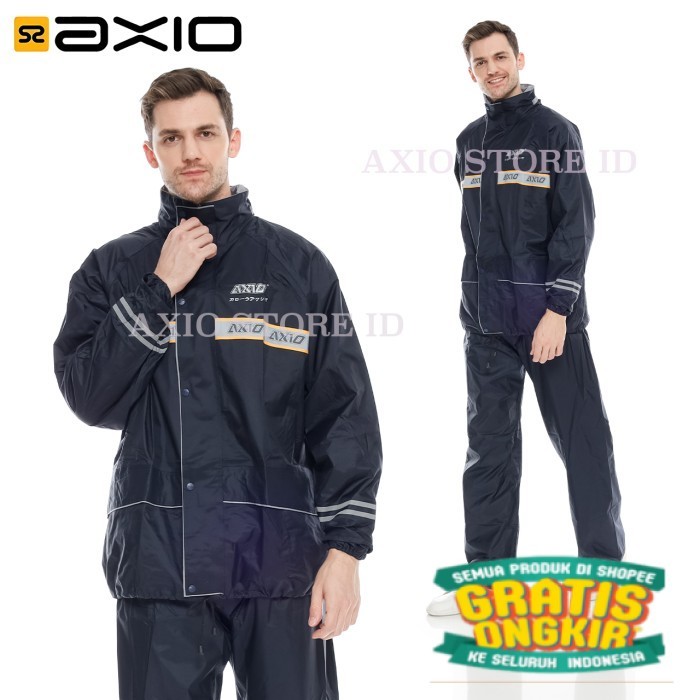TPK/Jas Hujan Axio Navy Original Bahan Tebal Waterproof - L/ bsar jumbo mantel jashujan