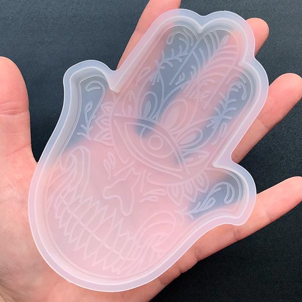 

DIY Coaster Mold Hand of Fatima Silicone Mold Hamsa Hand Mould Jewish Khamsa Mold Home Decoration Resin Art Supplies