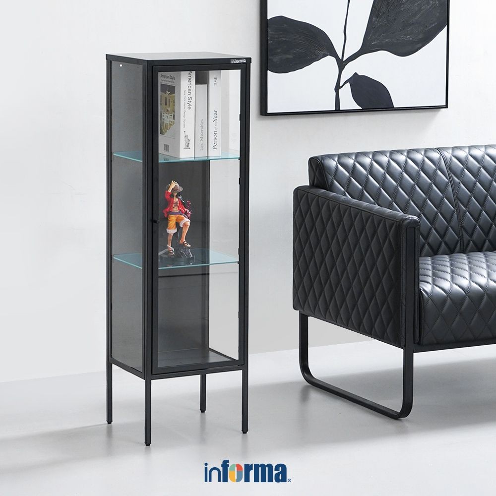 Informa Spencer Curio Lemari Pajang 3 Tingkat - Hitam display cabinet kabinet koleksi pajangan furni