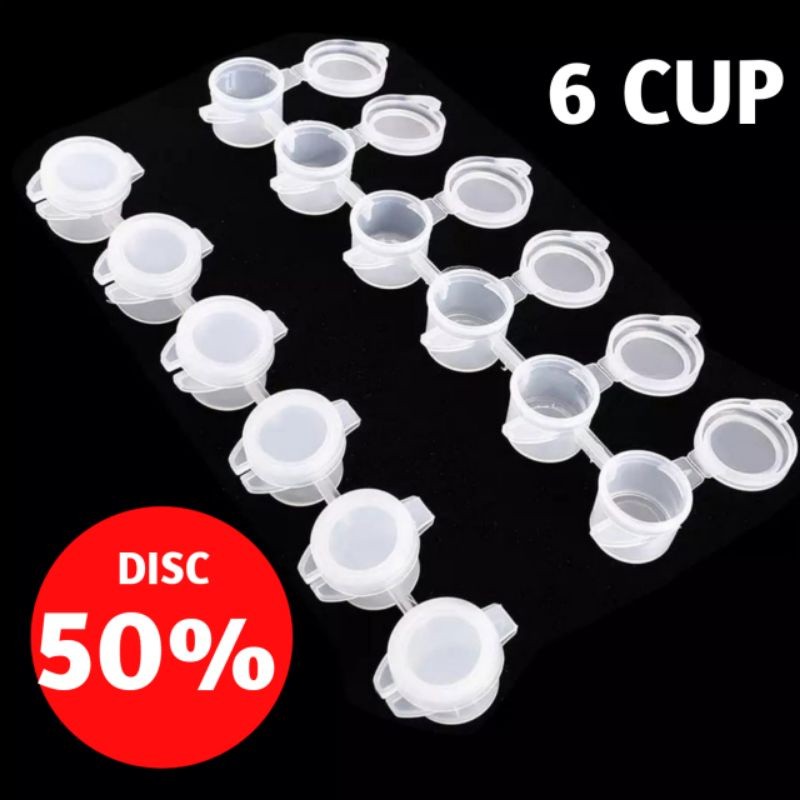 MIGU paint cup 3ml ( 1strip 6 cup ) Pot Cat Plastik Pot Cat 3ml Pot Cat Akrilik Pot Cat Renteng Pot 