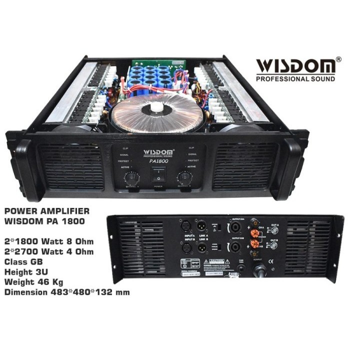 GROSIR Power Amplifier WISDOM PA1800 / PA-1800 Class GB 2 Channel Original