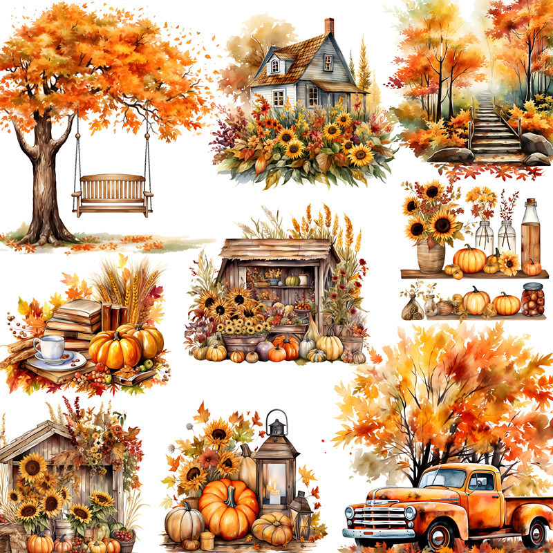 

20Pcs/Pack Autumn Sticker DIY Craft Scrapbooking Album Junk Journal Decorative Stickers