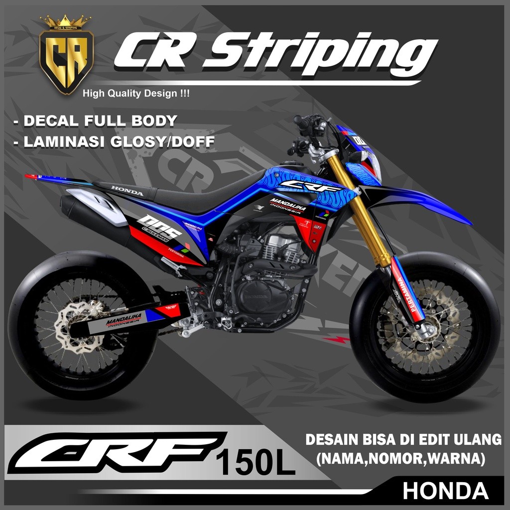 Decal Sticker CRF 150L Full Body sticker Skotlet CRF Desain Mandalika SAG Racing Indonesia |CODE 139