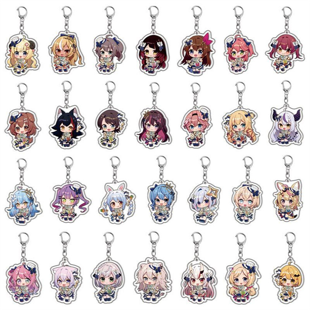 Anime Hololive Vtuber Figures Acrylic Keychain Inugami Korone Shirakami Fubuki Bag Charms Cartoon P