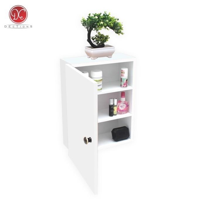 Rak Lemari Kayu Kotak Penyimpanan Obat P3K Dinding 40x30cm Minimalis - Putih