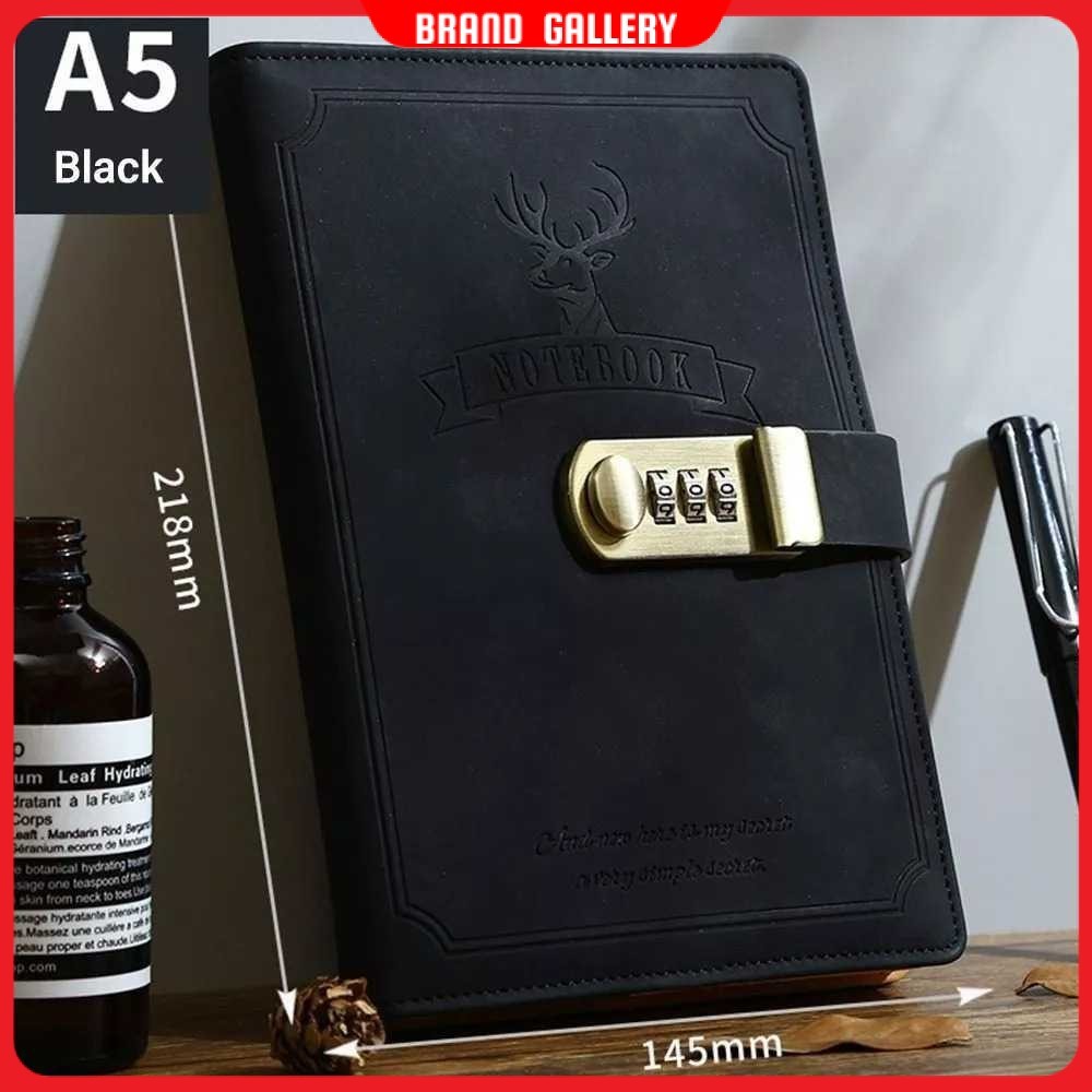 

TODDI Buku Jurnal Leather Notebook Diary 80GSM 265 Halaman with Lock - TD-A5