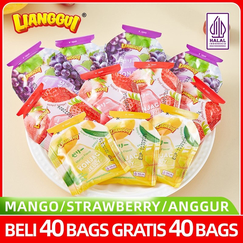 

【HALAL】Lianggui Jelly Konjac Kenyal & Segar Mangga Strawberry Anggur | Tanpa Rasa Bersalah | Enak & Sehat | Cocok untuk Diet & Snack Sehat | Cocok untuk Semua Usia | Cemilan Kue Lebaran