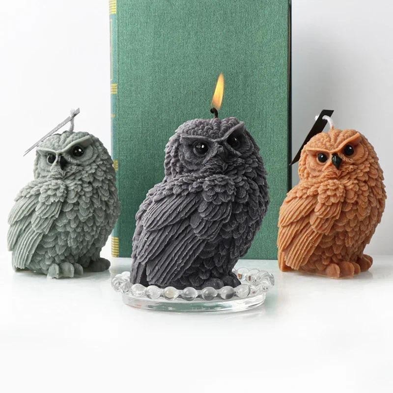 

Tilting Owl Candle Silicone Mold DIY Cute Animal Owl Candle Making Kit Handmade Soap Plaster Resin Cake Baking Tool Home Gift