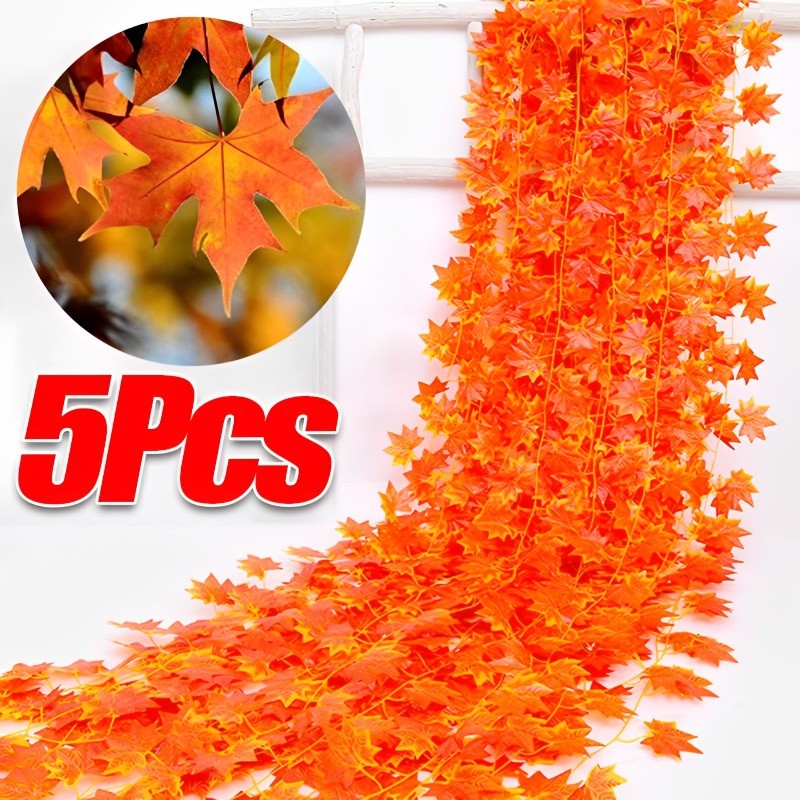 

5/1PCS Artificial Maple Leaves String Home Decoration Autumn Maple Leave Vine String Garland Fake Foliage Home Garden Decoration