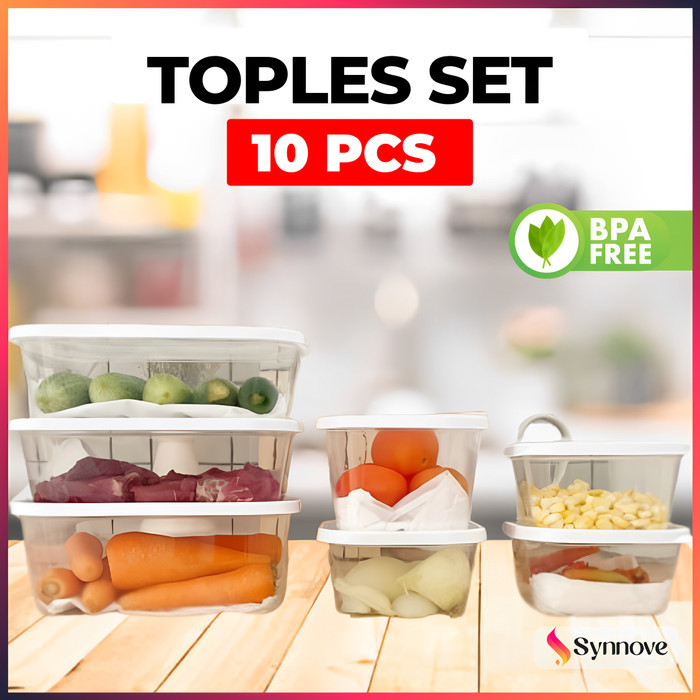 Toples Plastik Bening 10 PCS BPA Free Food Container Kulkas Microwave dan Freezer Wadah Makanan Topl