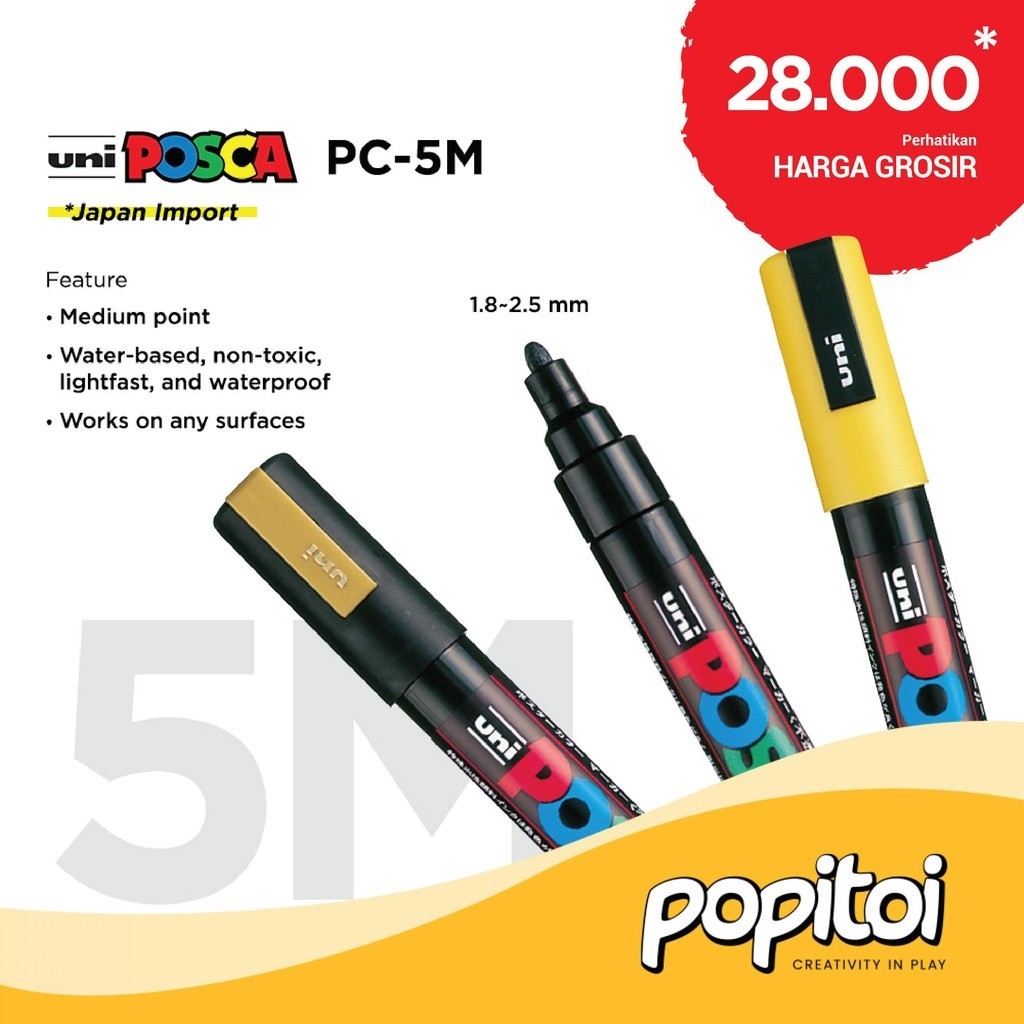 

[PROMO DISKON 50%] UNI POSCA PC-5M Paint Marker (Medium Point) Spidol warna warni PC 5M PC5M [PALING MURAH BISA COD]