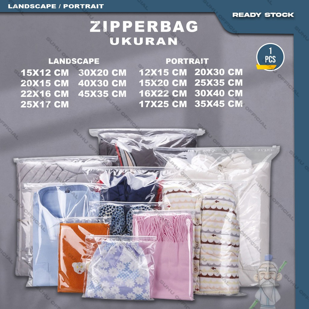 KHUSUS SABLON Pouch Plastik Ziplock Baju ZIPPER BAG Transparan