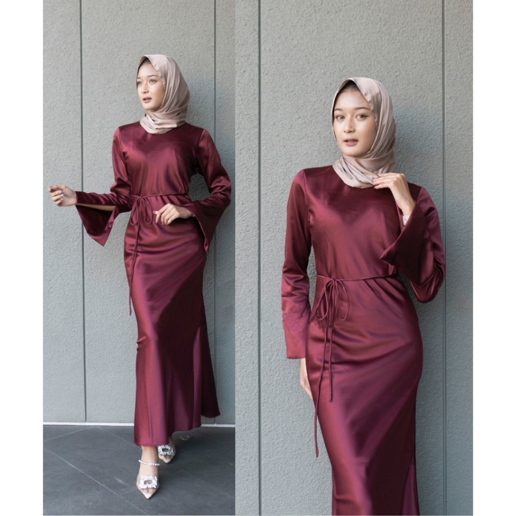 Padaka Attire - Keenan Silk Dress Satin Baju Lebaran Satin Panjang - Pesta Bridesmaid Kondangan Baju