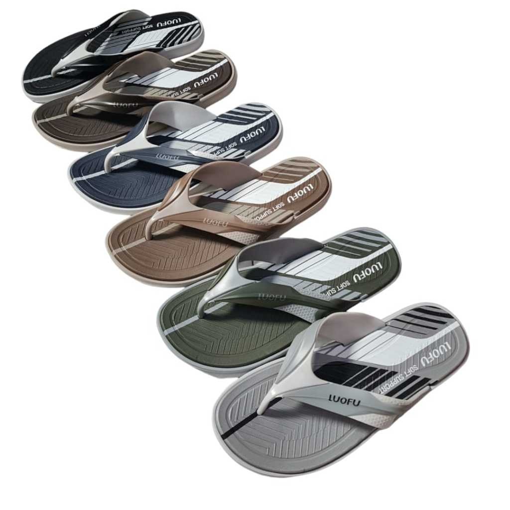Luofu Sandal Jepit Karet Pria Import Empuk Ringan E6155-E80WB (AZ6)