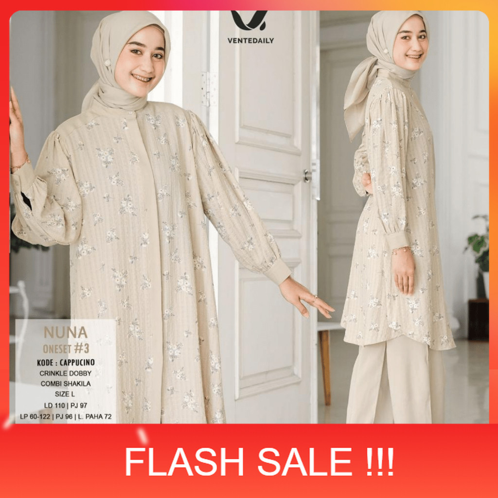 PROMO Vente Daily Setelan One Set Wanita Jumbo Kekinian Ootd Outfit Kondangan Ld 120 Nuna