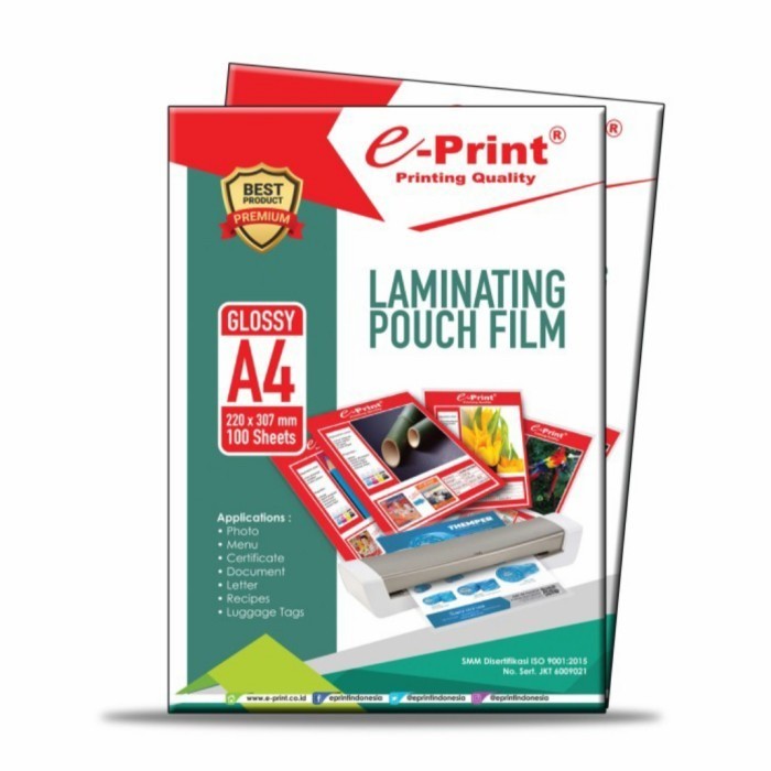 

E-Print Plastik Laminating Pouch Ukuran A4 ECO 100 Lembar