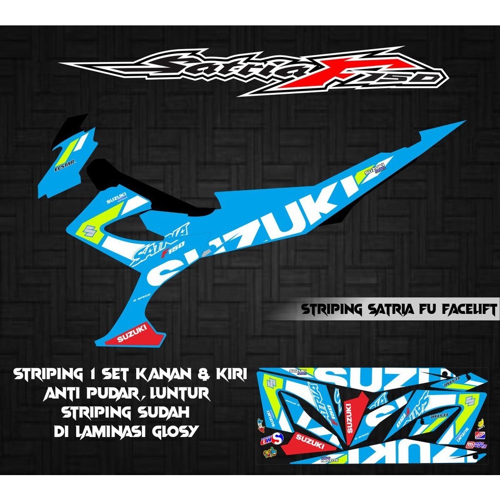 STRIPING VARIASI MOTOR SATRIA FU FACELIFT BIRU GP
