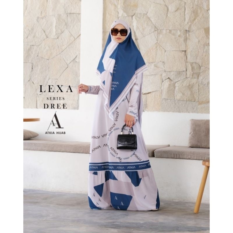 Bisa(COD) Original [YUNIA SYARI X ATKIA HIJAB SYARI] GAMIS SYARI TERBARU / DRESS SET PRINTING " LEXA