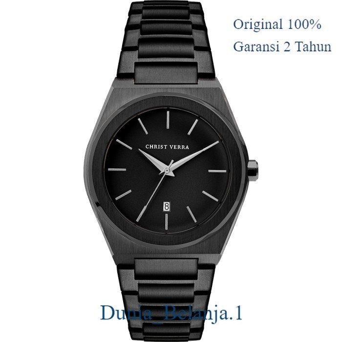 Original 100% Jam Tangan  Pria Christ Verra CV 10985G-16 BLK Garansi Resmi 2 Tahun