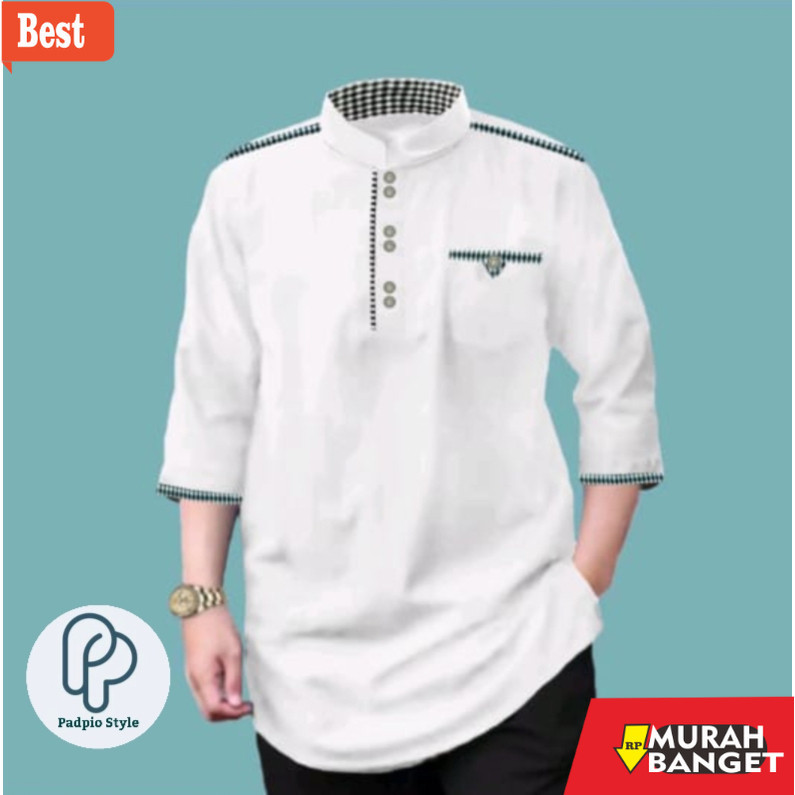 Baju muslim lengan panjang- JM KOKO WISNU Lengan 3/4 -bahan Toyobo (Ukuran M, L,XL,XXL)-Koko Qurta P