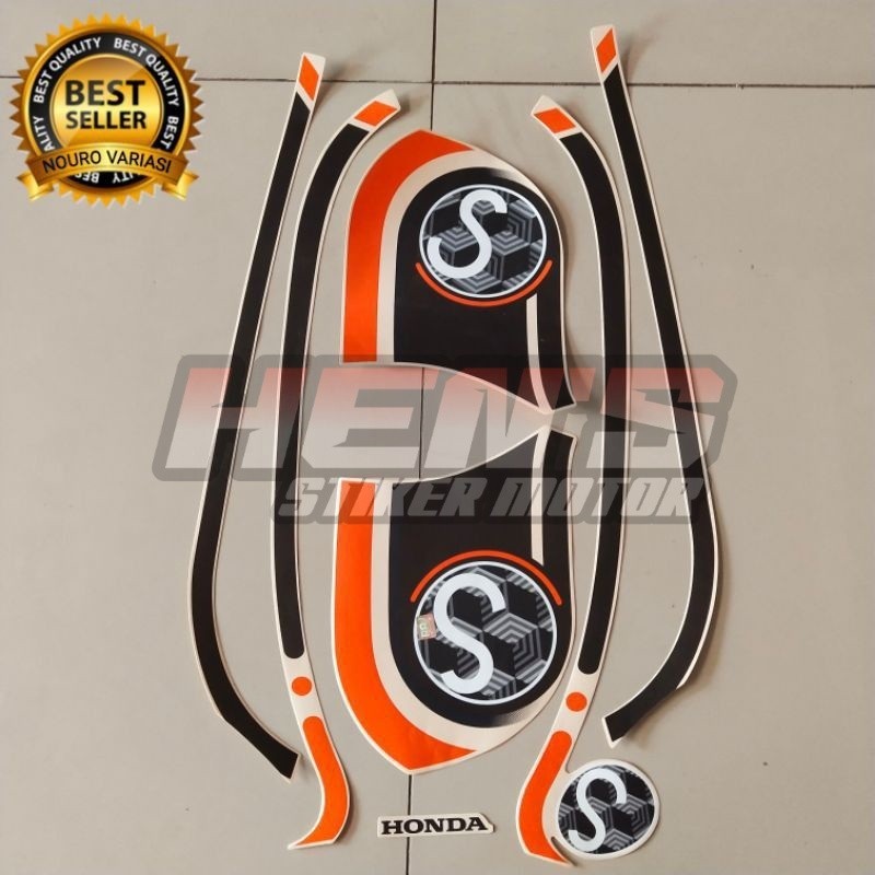 stiker striping motor honda scoopy 2021 cream list body standar terbaik termurah