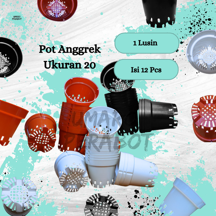 GROSIR 1 Lusin Pot Anggrek Ukuran 20 / Pot Tanaman / Pot Bunga / Pot Plastik / Umaro Perabot