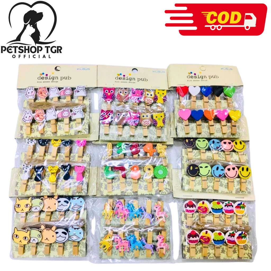 PTO [ Paket 20 Pcs ] Jepitan Foto Karakter Wooden Clip Caracter Klip Penjepit Photo Motif Untuk Hias