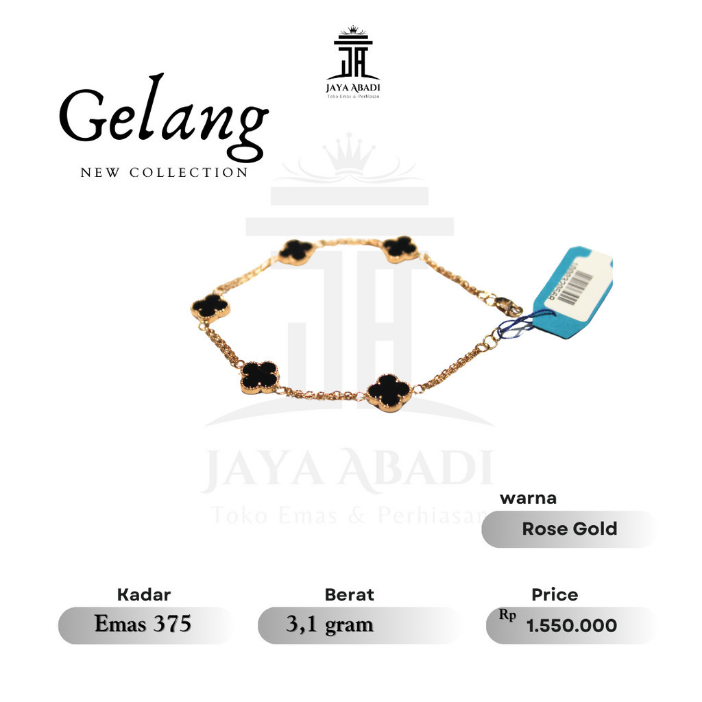Gelang Vancleef emas 375 warna rose gold