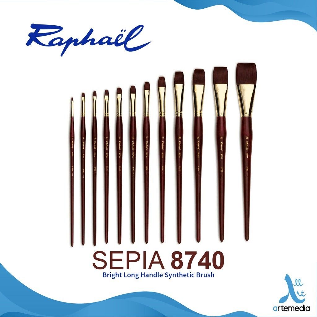 

Raphael 8740 Kuas Lukis Short Flat Bright Sepia Acryl Synthetic Brush