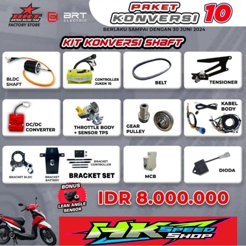 PAKET KONVERSI MOTOR LISTRIK BRT BEAT SERIES / SUPRA / REVO / JUPITER Z1 / VARIO 110 KARBU