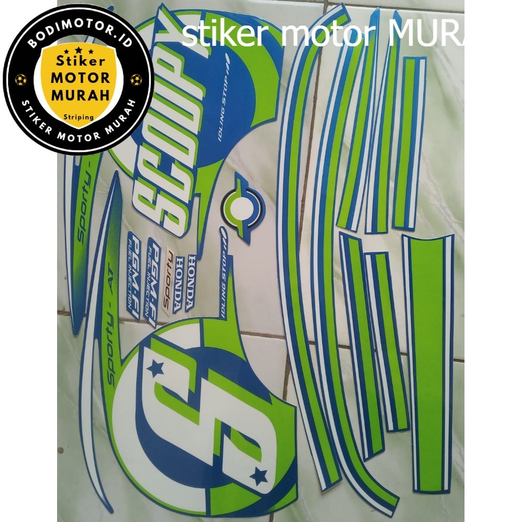 stiker striping honda scoopy sporty 2016 biru
