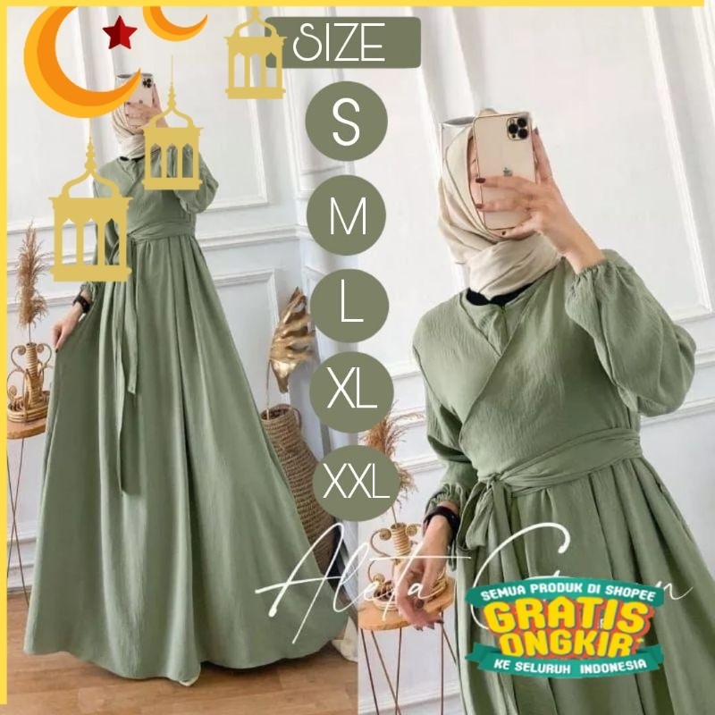 ALLETA GOWN  MAXY DRESS  S M L XL XXL    / CRINCLE AIRFLOW PREMIUM/ GAMIS TERBARU /DRESS  REMAJA KEK