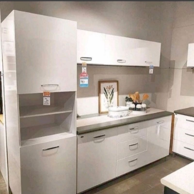 kitchen set informa denver 2 white 240 cm putih lemari dapur rak dapur