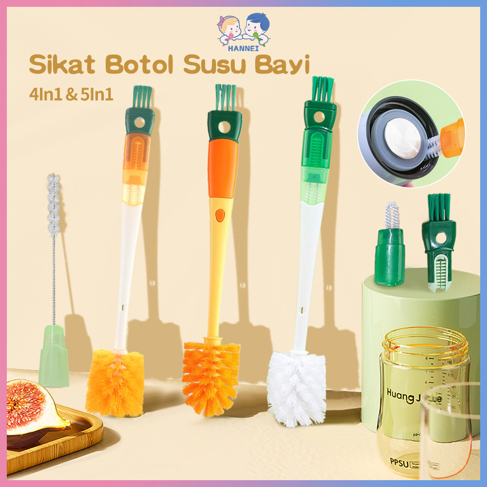 Hannei Sikat Botol Susu Bayi Multifungsi 4in1 & 5in1 Bottle Brush Set Sikat Pembersih Botol