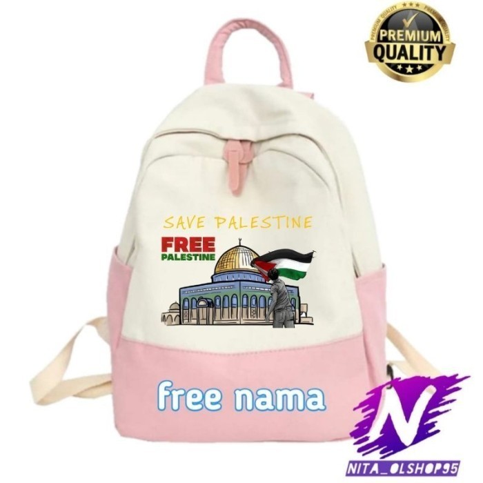 As9 tas ransel anak free palestina backpack save palestina - Merah